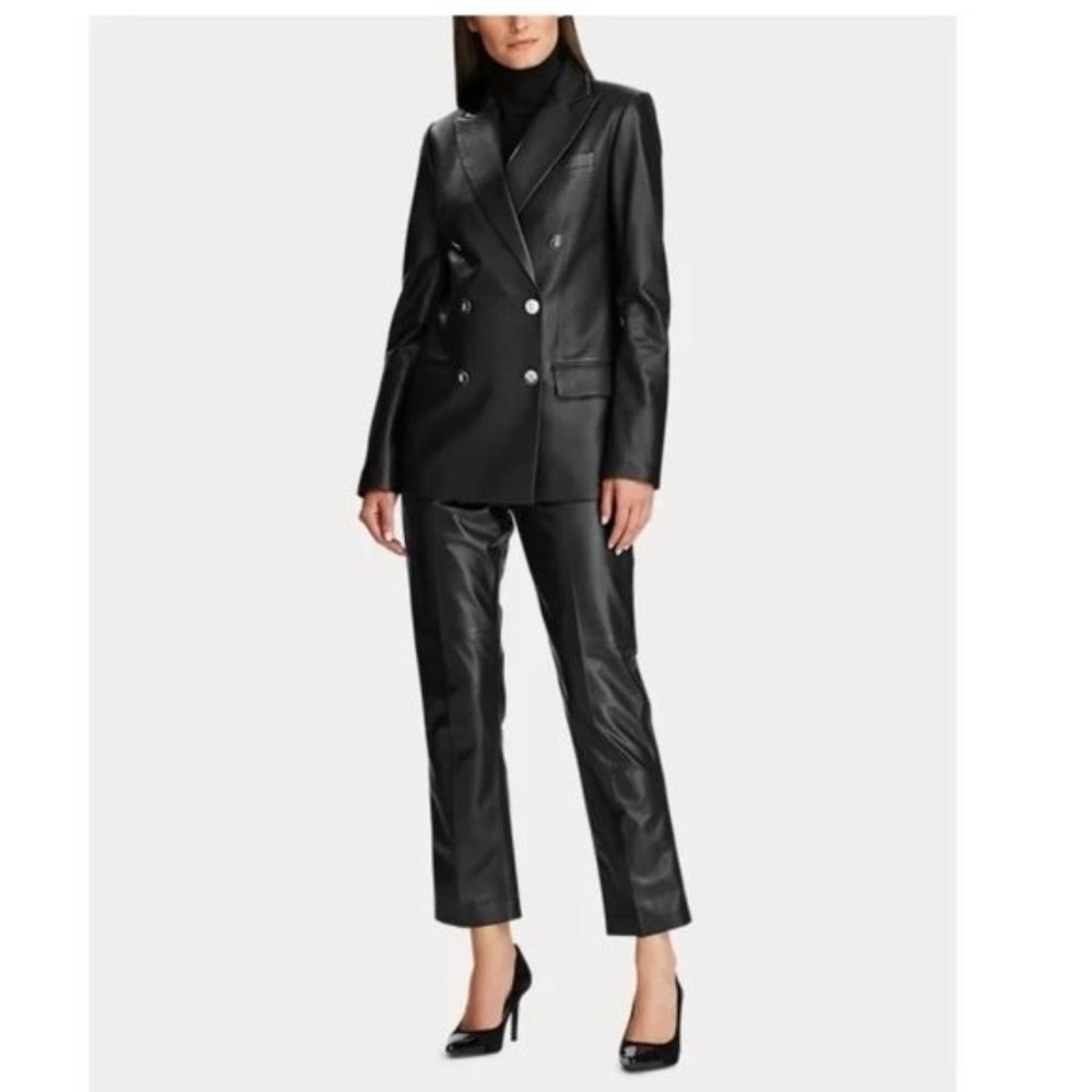 Ralph Lauren x Friends Double-Breasted Leather Blazer